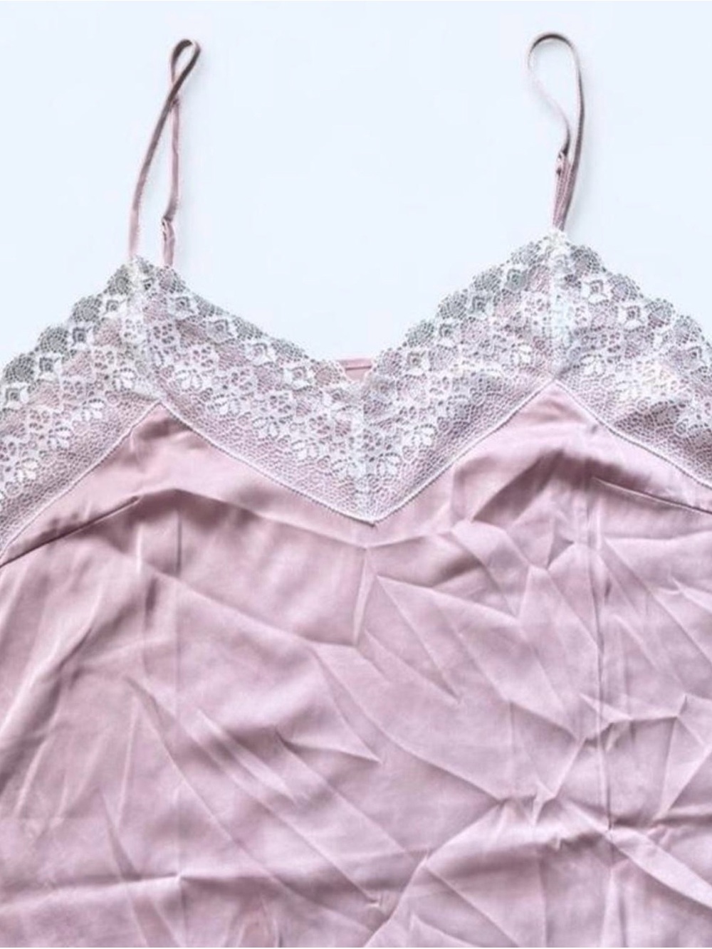 Silky Lace-Trim Camisole in Light Pink